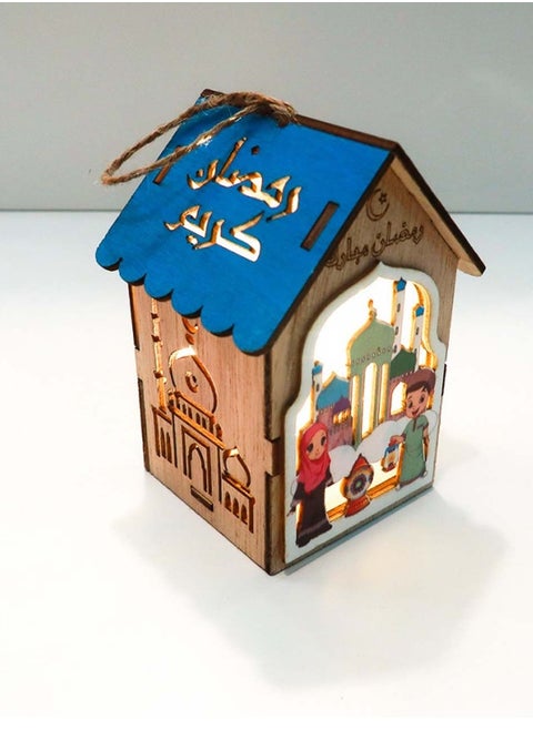 زينة رمضان  شكل فانوس خشبي مضيئ