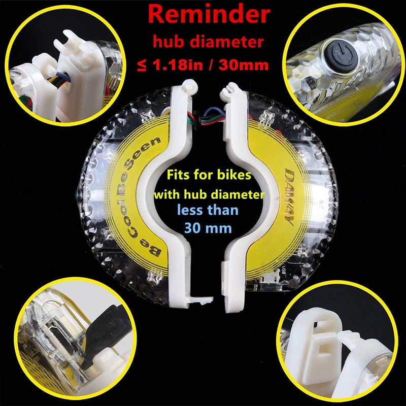 DAWAY Rechargeable Bike Wheel Light - A16 Cool Led Bicycle Tire Light for Kids Adults, 1 Pack, Safety Bike Hub Accessories for Boys Girls Men Women, Waterproof Bright Spoke Light, Fun Cycling Gifts - Image 3