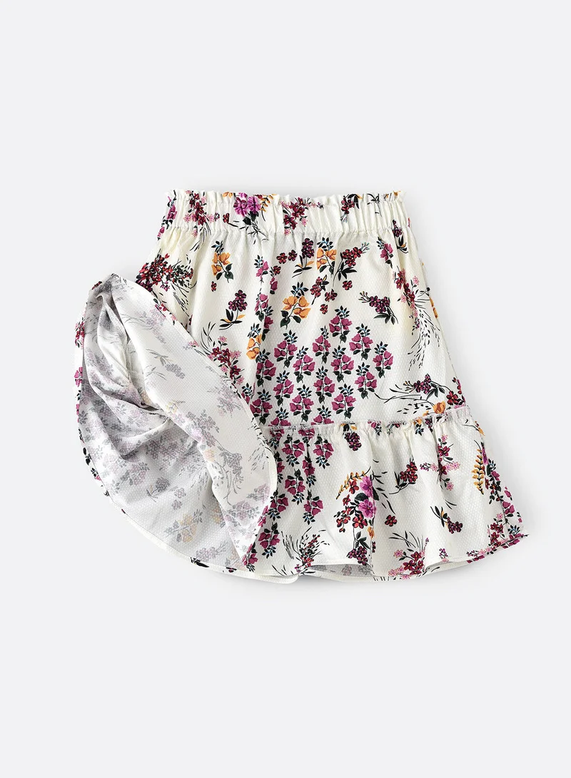 جيلين All over printed woven  long skirt
