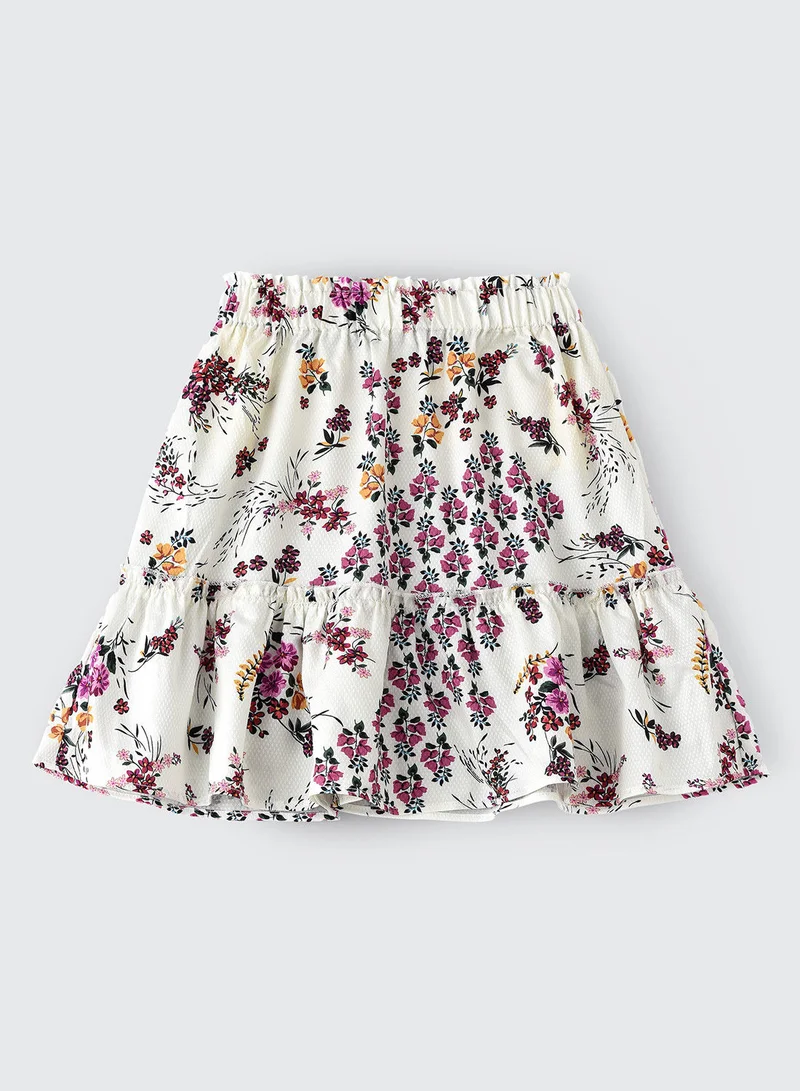 جيلين All over printed woven  long skirt