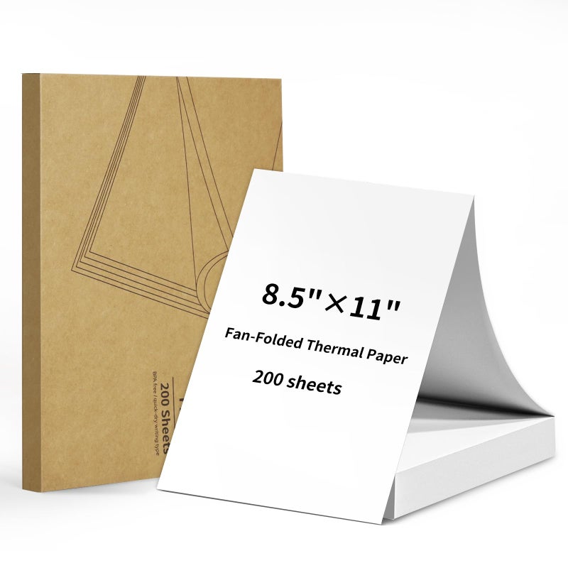 Gloryang Thermal Printer Paper 8.5 x 11 Inch US Letter Size, Quick-Dry Fan-Folded Thermal Paper, Advanced Thermal Printing, Compatible with Gloryang&JADENS PD-A4 Portable Printer, 200 Sheets - Image 1