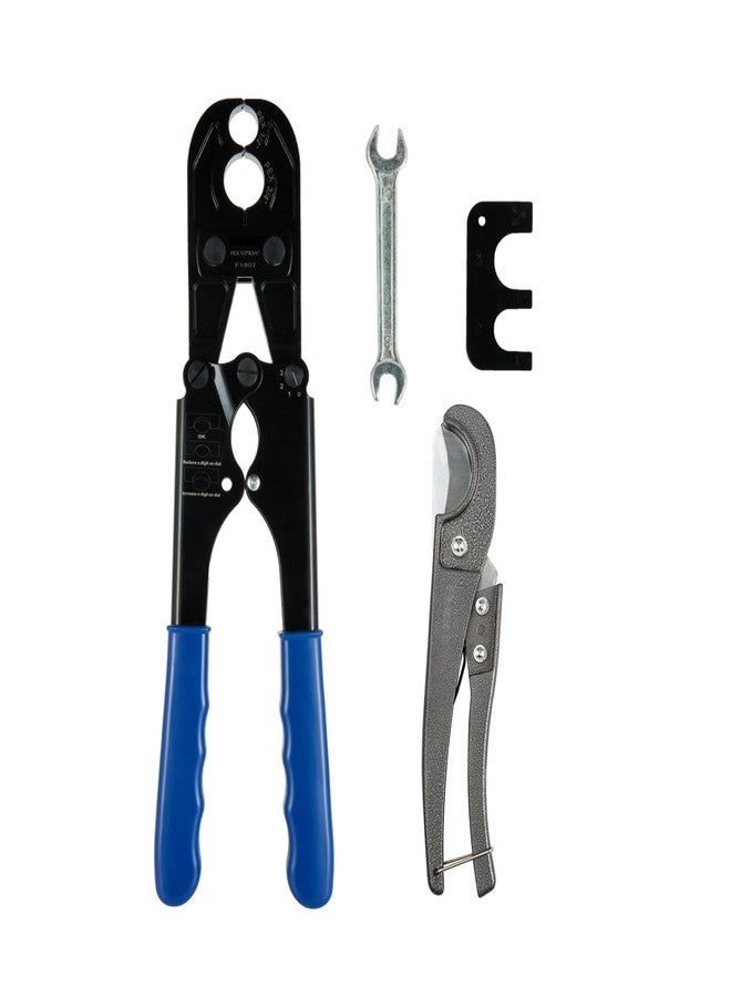 GUOFIS PEX Crimping Tool,1/2Inch,3/4Inch Combo Crimp Copper Rings Tool, Conforms to ASTM F1807 Standards,with Go-No-Go Gauge &Cutter - Image 1
