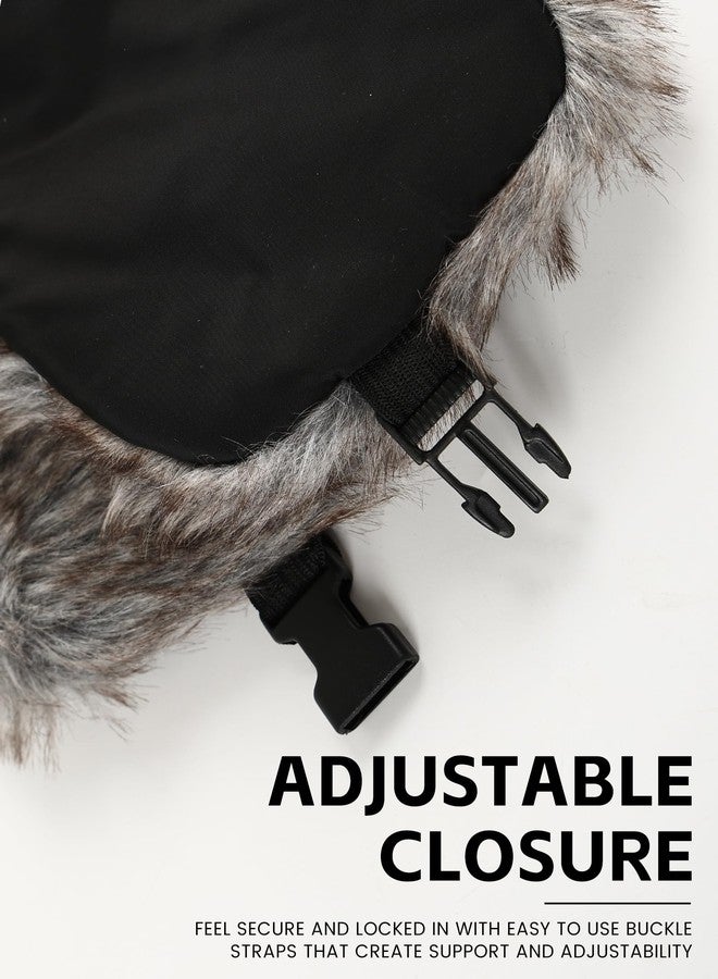 Buauty Fur Trapper Hat for Men Women Winter Ushanka Hats with Ear Flaps Warm Russian Bomber Hat Windproof Fuzzy Thick Sonw Eskimo Hat with Removable Mask Faux Winter Accessories Hunting Cap - Black - Image 4