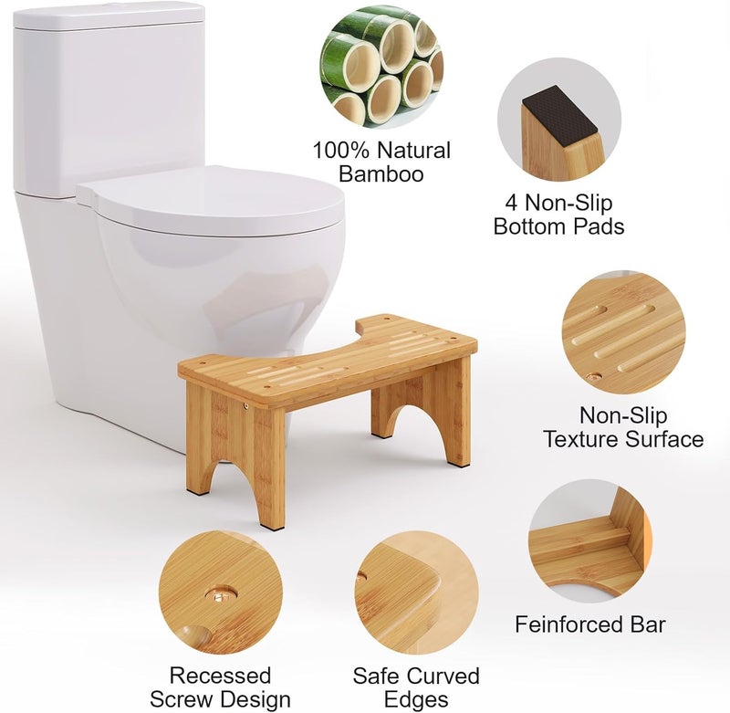 Uaniar 2 Pack Wood Toilet Stool Squat Adult, Bamboo Poop Stool for Bathroom, 7 Inch Potty Squatting Stool for Adults, Wooden Toilet Squat Step Stool for Pooping, Bathroom Pooping Stools for Kids - Image 4