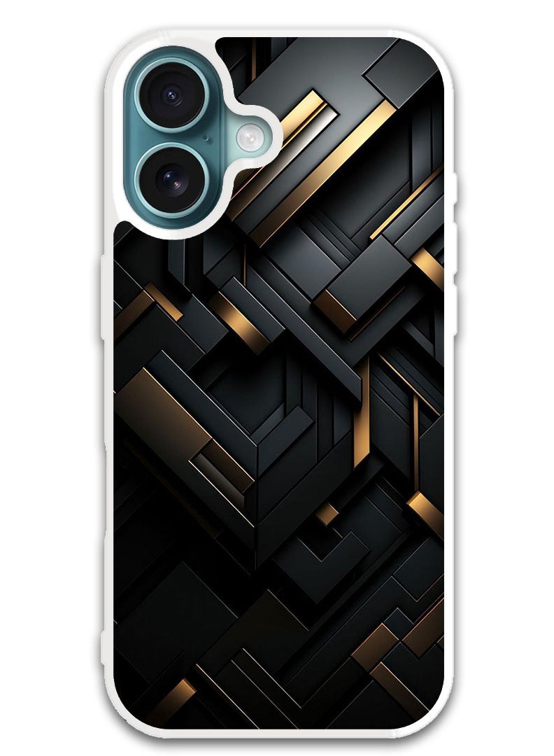Theodor Protective Case Cover For APPLE IPHONE 16 Black Dourado (White Bumper) - Image 1