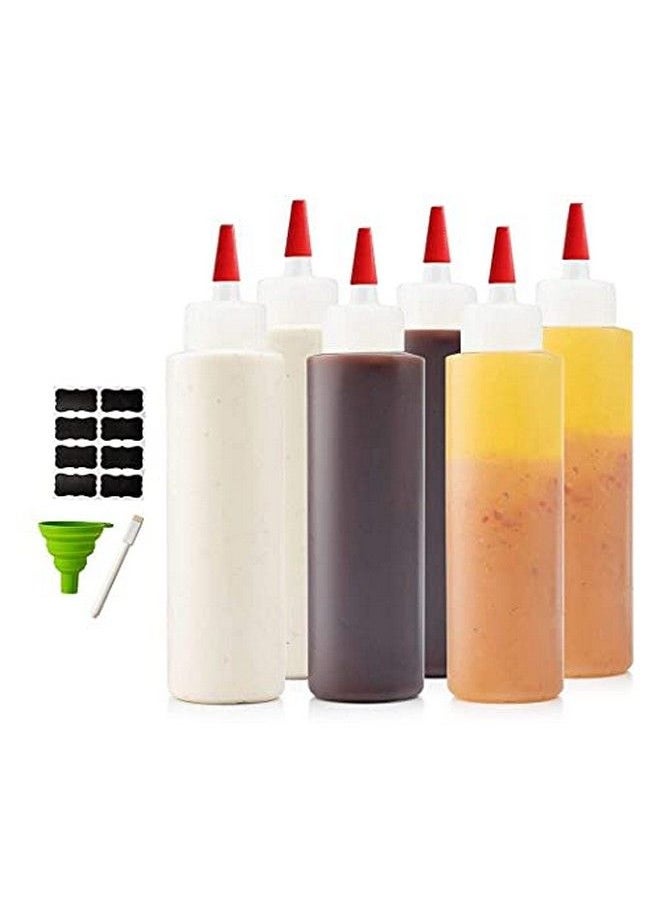 Bellemain - 6Pack Premium Plastic Condiment Squeeze Squirt Bottles For Sauces Paintoil Condimentssalad Dressings Arts And Crafts Food Gradeincludes Funnel Erasable Marker And Reusable Labels (16 Oz) - Image 1