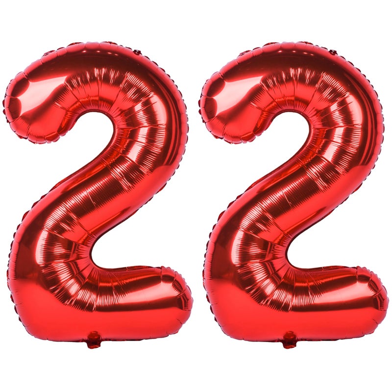 CHANGZHONG 40 Inch Red Number 22 Balloon Giant Helium Polyester Film 22th Birthday Girl Boy Self Inflating Digit TwentyTwo For Anniversary Celebration Baby Shower New Year Engagement Party Decoration - Image 3