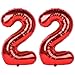 CHANGZHONG 40 Inch Red Number 22 Balloon Giant Helium Polyester Film 22th Birthday Girl Boy Self Inflating Digit TwentyTwo For Anniversary Celebration Baby Shower New Year Engagement Party Decoration - Image 2