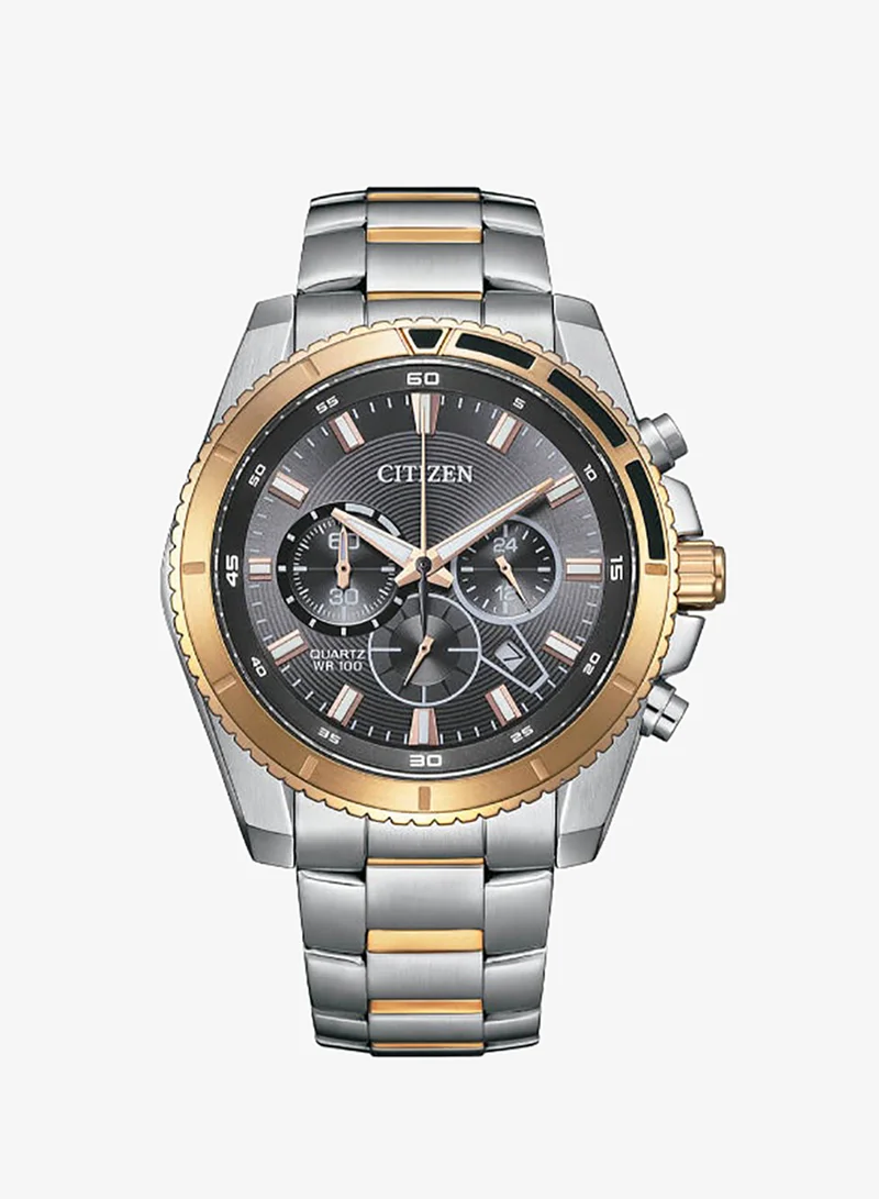 CITIZEN Men's Stainless Steel with Two-Tone Rose Gold Plating Strap Quartz Men Watch AN8204-59H - 46.4 mm