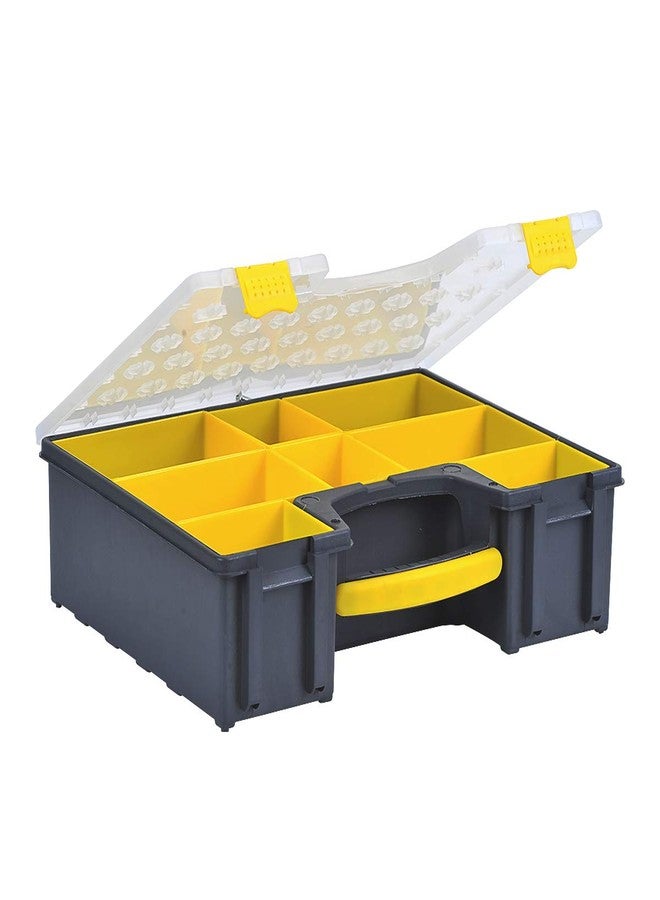 MEIJIA Plastic Tool Organizers with Removable Dividers,Plastic Storage Organizer Box (Yellow) (Large(16.5"x13.2"x4.52")) - Image 2