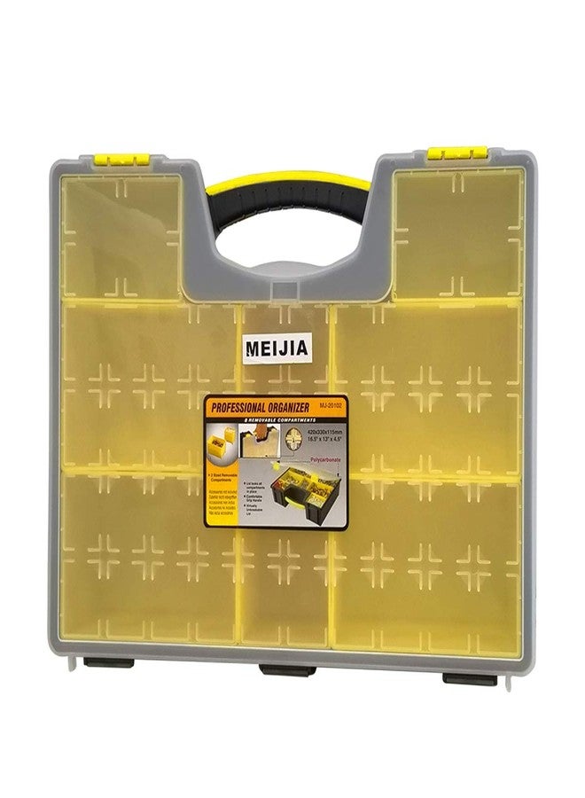 MEIJIA Plastic Tool Organizers with Removable Dividers,Plastic Storage Organizer Box (Yellow) (Large(16.5"x13.2"x4.52")) - Image 4
