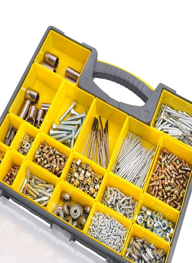 MEIJIA Plastic Tool Organizers with Removable Dividers,Plastic Storage Organizer Box (Yellow) (Large(16.5"x13.2"x4.52")) - Image 5