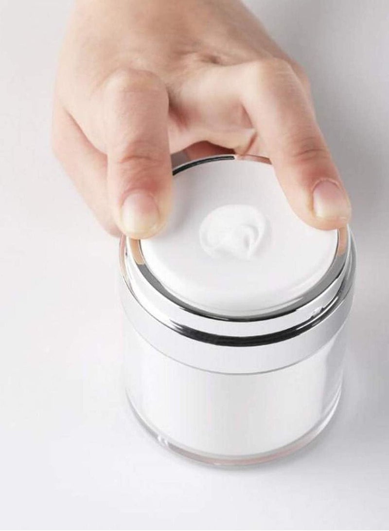 Cosmetic Cream Jar, 2 Pack 1.7 oz Airless Pump Jars Empty Acrylic Emulsions Containers with Pump, Refillable Travel Lotion Jar Bottle With Lid for Thick Moisturizer, Skincare Cream, White - Image 2