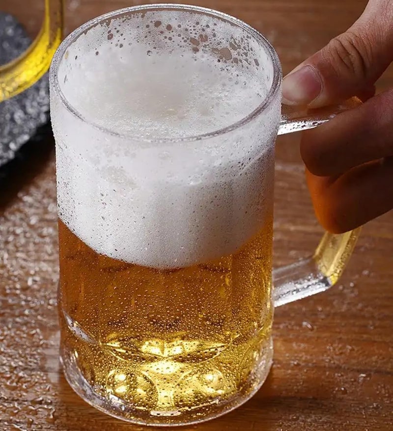 Komost 14oz Plastic Beer Mugs with Handle Set of 2, Reusable Unbreakable Beer Stein Drinking Cups for Party, Bar, Home, Hotel, Perfect for Whiskey, Juice, Cocktail Beverages - Image 5