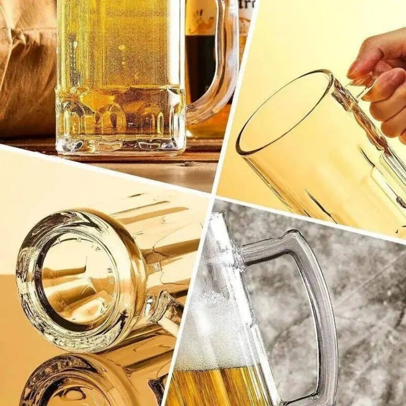 Komost 14oz Plastic Beer Mugs with Handle Set of 2, Reusable Unbreakable Beer Stein Drinking Cups for Party, Bar, Home, Hotel, Perfect for Whiskey, Juice, Cocktail Beverages - Image 3