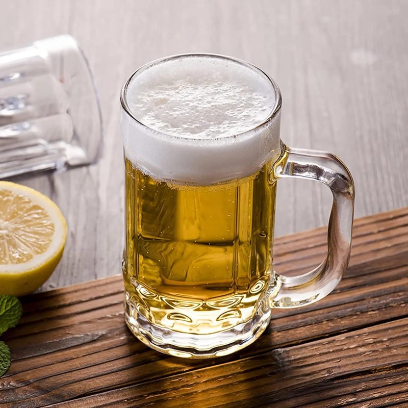 Komost 14oz Plastic Beer Mugs with Handle Set of 2, Reusable Unbreakable Beer Stein Drinking Cups for Party, Bar, Home, Hotel, Perfect for Whiskey, Juice, Cocktail Beverages - Image 4