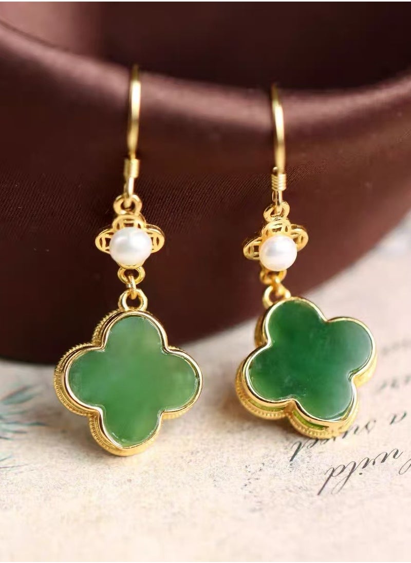 Generic - Pearl four-leaf clover earrings are an earring style that combines pearls with four-leaf clover elements. They have unique charm and style. Freshwater pearls are used. Freshwater pearls are cost-effective and can present a warm lusterHypoallergenic and Safe: - Image 1