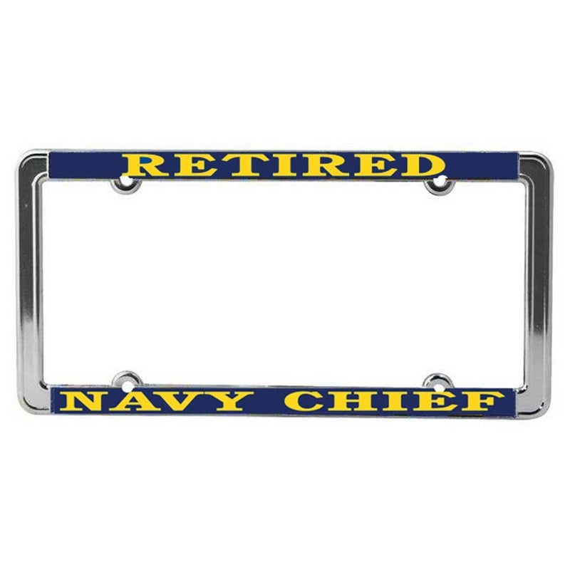 Honor Country US Navy Chief Retired License Plate Frame - Image 2