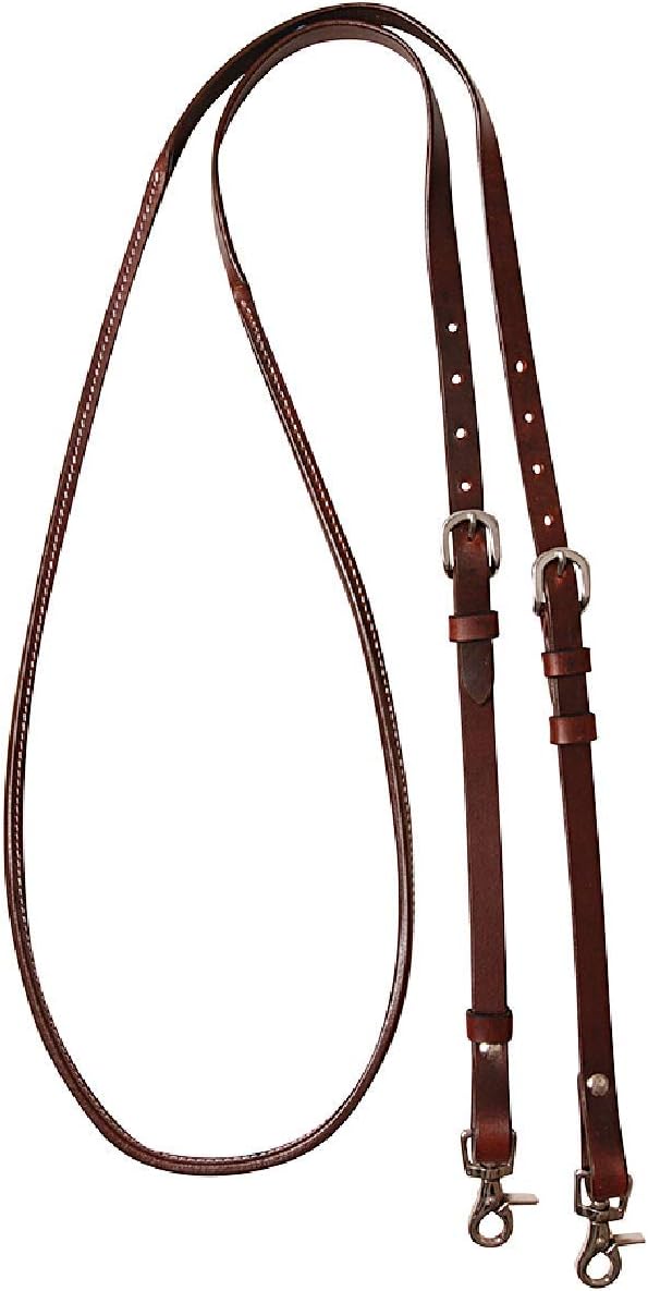 Cashel Company 8 Foot Adjustable Reins wRawhide Trim Chocolate 8FT