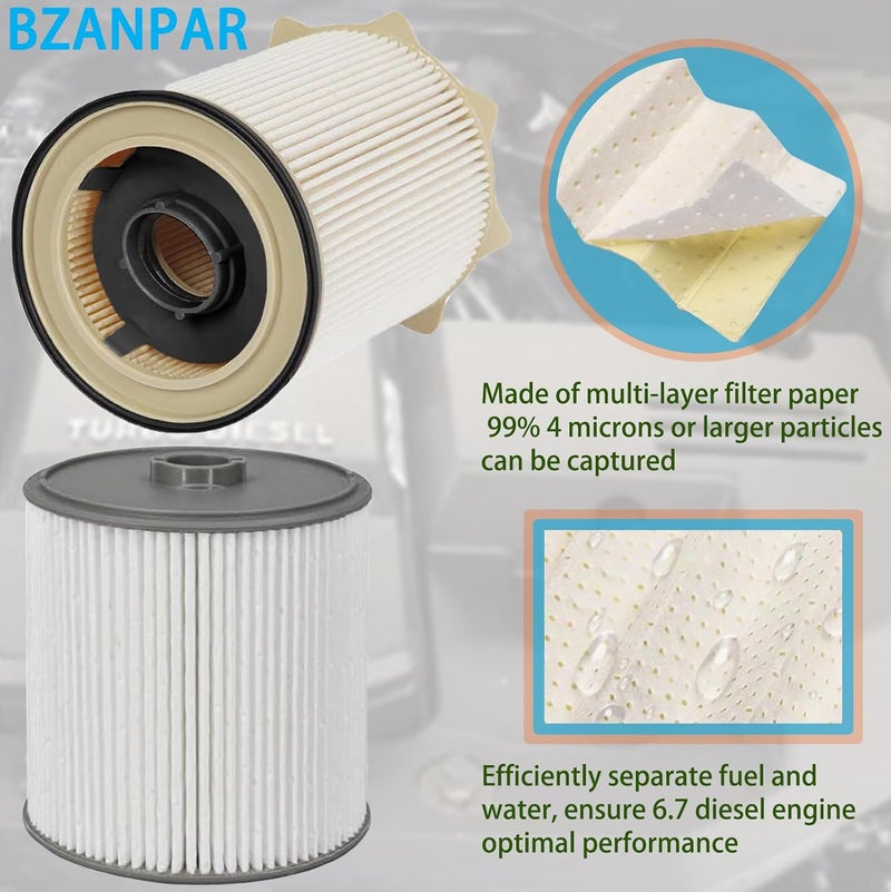 BZANPAR Fuel Filters for Ram 2500 3500 4500 5500 6.7 Cummins Diesel, Fuel Filter for 2019 2020 2021 2022 2023 2024 Dodge Ram 6.7 Diesel, Fuel Filter Water Separator Set Replace 68157291AA 68436631AA - Image 3