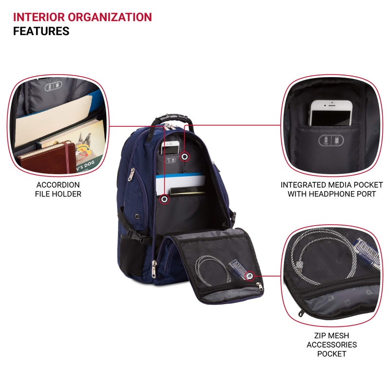 SwissGear 5977 ScanSmart Laptop Backpack, Navy, 17-Inch - Image 4