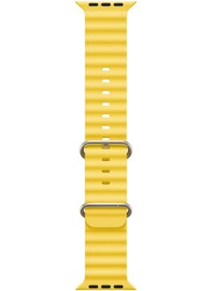 Generic Ocean Band Compatible with Apple Watch Band Ultra 49mm 45mm 44mm 42mm, Adjustable Loop with Buckle Soft Stretchy Silicone Sports Band for iWatch Series SE 8 7 6 5 4 3 2 1 Men Women, Yellow  - Image 4