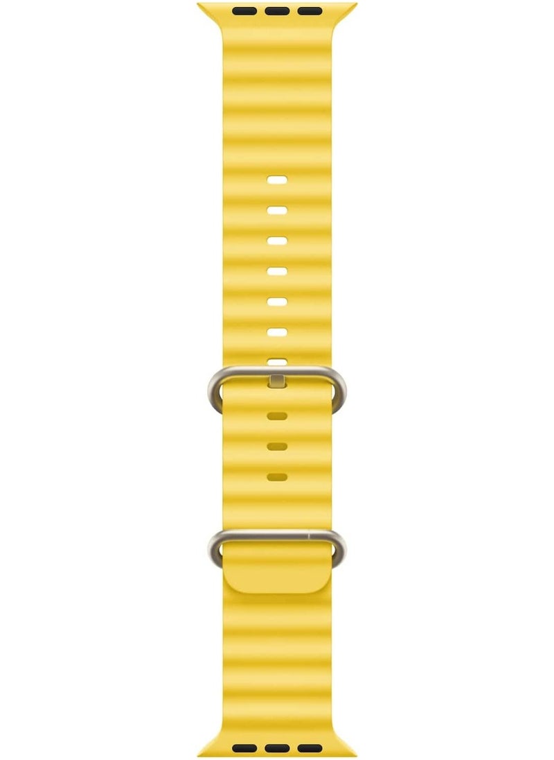 Generic - Ocean Band Compatible with Apple Watch Band Ultra 49mm 45mm 44mm 42mm, Adjustable Loop with Buckle Soft Stretchy Silicone Sports Band for iWatch Series SE 8 7 6 5 4 3 2 1 Men Women, Yellow - Image 1