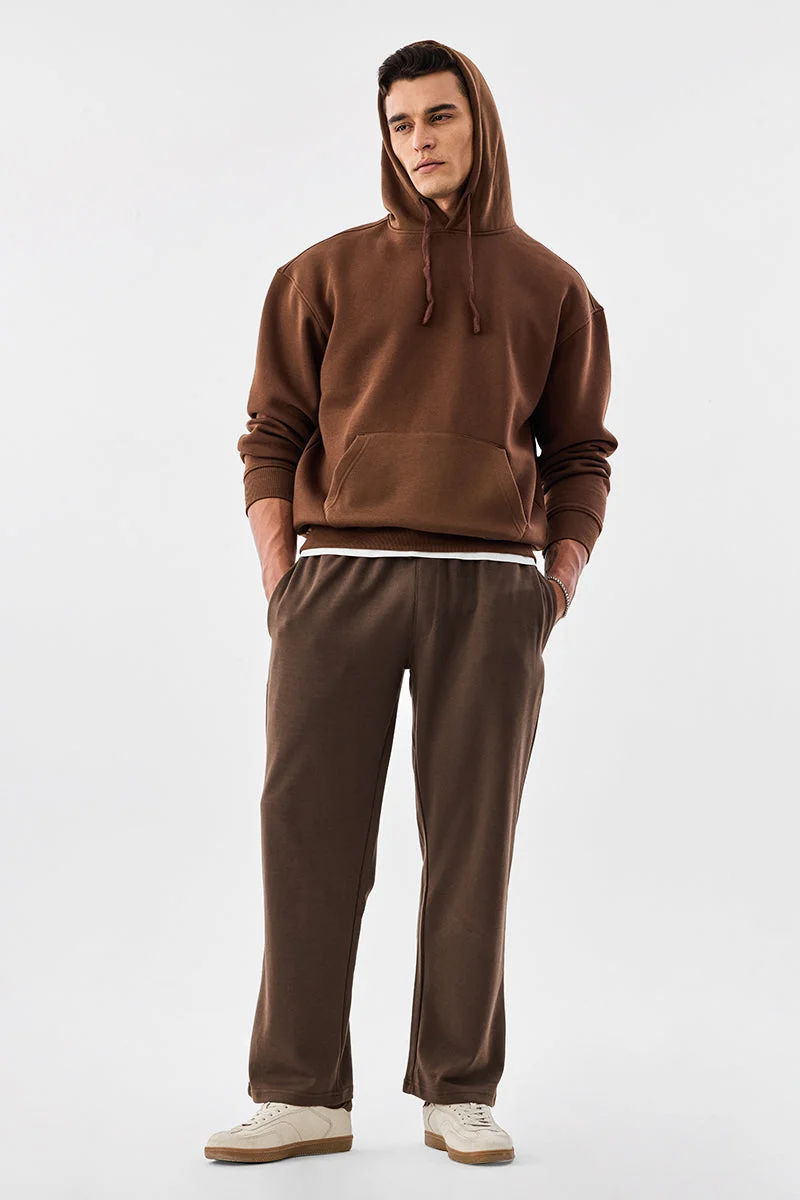 سنيتش Brown Solid Loose Fit Casual Trousers