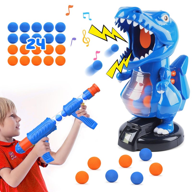 EagleStone TRex Dinosaur Shooting Toys for 6 7 8 Year Old Boys Electronic Shooting Target Game with Air Pump Gun 24 Balls Foam Blaster Boy Toys Age 68 810 Christmas Birthday Gifts for Kids - Image 3