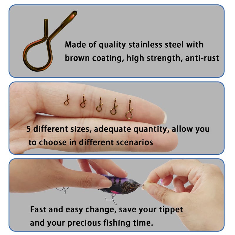 EUPHENG 100/150/250PCS Fly Fishing Snaps, 5 Sizes Quick-Change Stainless Steel No Knot Snaps, Fast Lure Connector for Flies, Jigs, Lures - Image 4