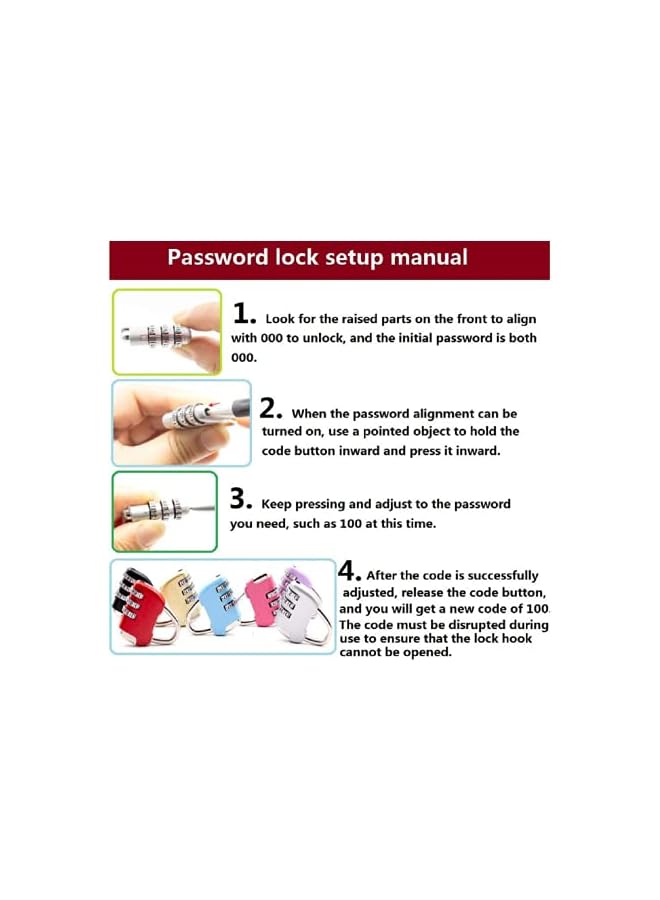 PROMASS PROMASS 3-Digit Travel Combination Lock of Zinc Alloy, the Small Safe Combination Padlock for Suitcases Luggage Briefcases Computer Bags Schoolbags Backpacks Locker Drawers Toolkit Cabinets 7 pcs  - Image 5