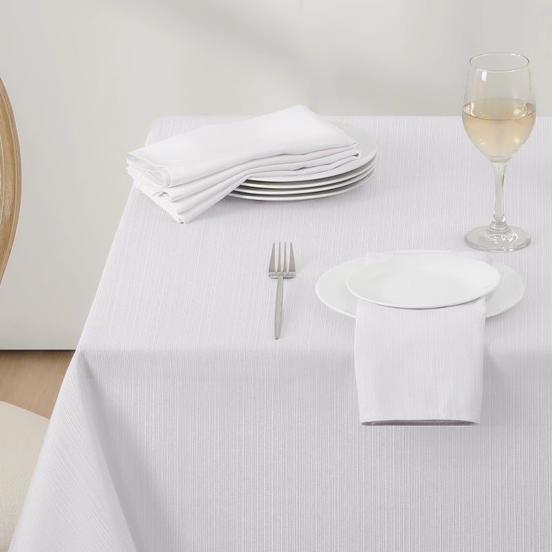 مفرش طاولة مستطيل جاكار سوفتالكير  خطوط هندسية أغطية طاولة مقاومة للماء ومقاومة للبقع وقابلة للغسل من بوليستر 60 × 144 بوصة أبيض