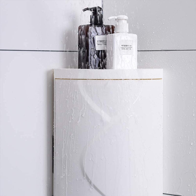 TRAY Bathroom Rotating Triangle Storage Rack 360 Degree Rotating Multi-Function Organizer Plastic Triangle Shelf Dust-Proof Corner Rack for Cabinet Bathroom Kitchen Bedroom(L-9.5,W-8,H-12 in), White - Image 2