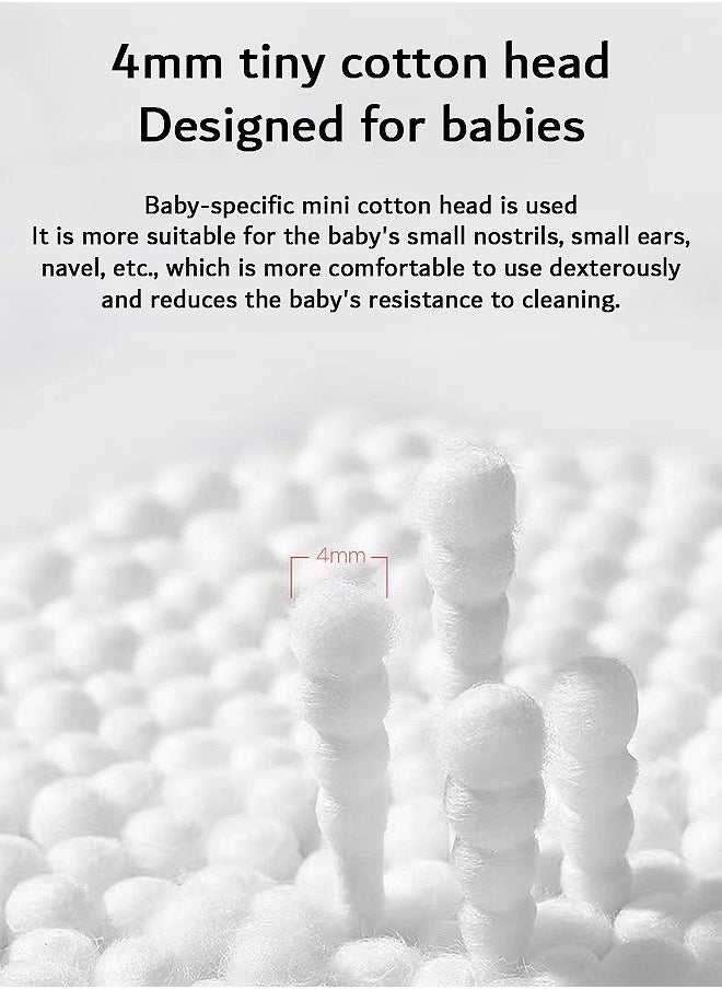 FIRSTAR - 200 Pcs Baby Cotton Swabs, Double-ended Paper Cotton Buds with Ear Scoop and Spiral, for Personal Care and Cleaning - Image 1