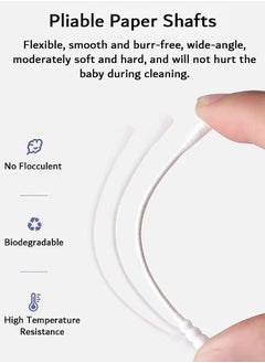 FIRSTAR 200 Pcs Baby Cotton Swabs, Double-ended Paper Cotton Buds with Ear Scoop and Spiral, for Personal Care and Cleaning  - Image 2