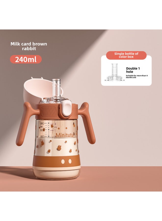 ميني توت - كوب أطفال واسع الفوهة من مادة PPSU، حساس للحرارة، مقاوم للسقوط، مقاوم لدرجات الحرارة العالية، مزود بقشة شرب، كوب ماء للشرب