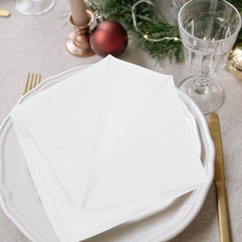 مناديل ورقية بيضاء قابلة للتخلص 50 قطعة مناديل مائدة سميكة لحفلات العطلات وحفلات الزفاف وأحداث العشاء - Image 5