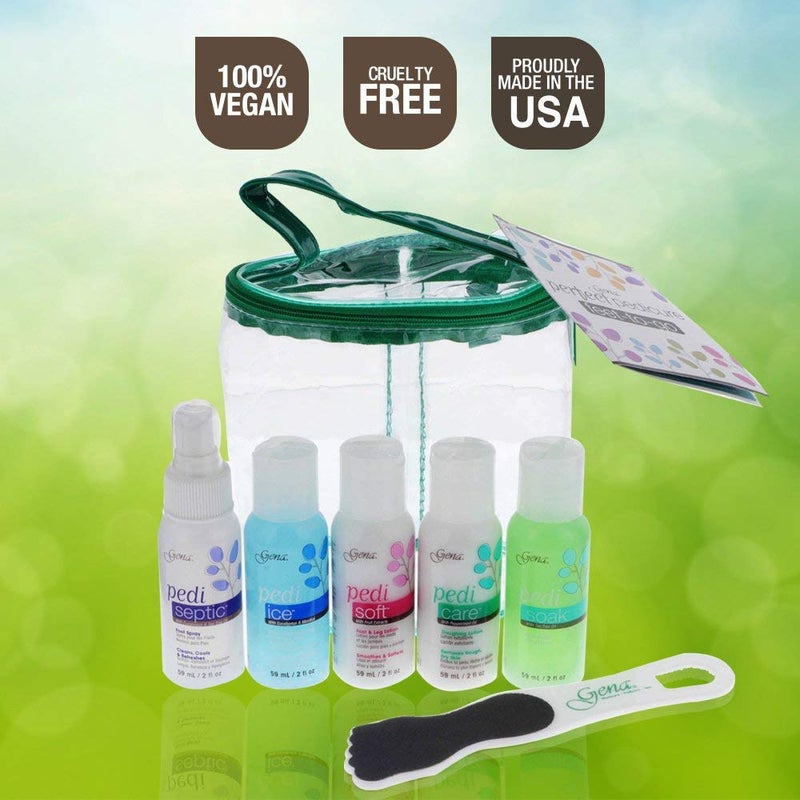 Gena Feet-to-Go At Home Pedicure Kit â€“ Foot Spa Pedi Kit, Travel Set with Pedi Soak, Callus Softener, Gel, Spray & Scrub Tool - Image 4