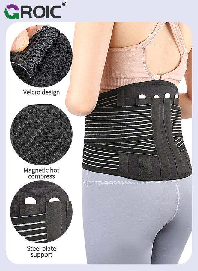 GROIC Heated Back Braces, Back Support Belt with Magnet,Lumbar Support Belt, Self Heating Lower Support Back Braces for Lower Pain Relief, Adjustable Lumbar Support Belt for Herniated Disc,Sciatica,Scoliosis(M) - Image 4