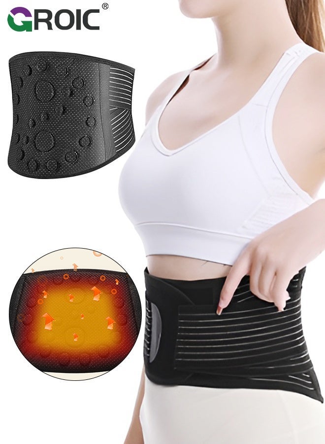 GROIC Heated Back Braces, Back Support Belt with Magnet,Lumbar Support Belt, Self Heating Lower Support Back Braces for Lower Pain Relief, Adjustable Lumbar Support Belt for Herniated Disc,Sciatica,Scoliosis(M) - Image 1