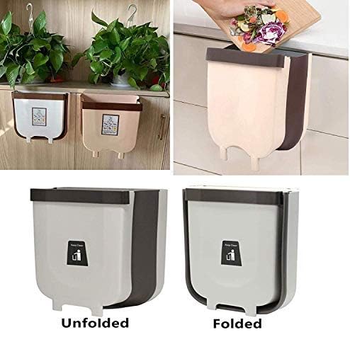 GLOWICK Kitchen Cabinet Door Hanging Trash Can Collapsible Dust Bin Wall Mounted Folding Trash Bin Foldable Garbage Can Waste Bins Room Car Waste Box Kitchen Tools 1Pcs - Image 2