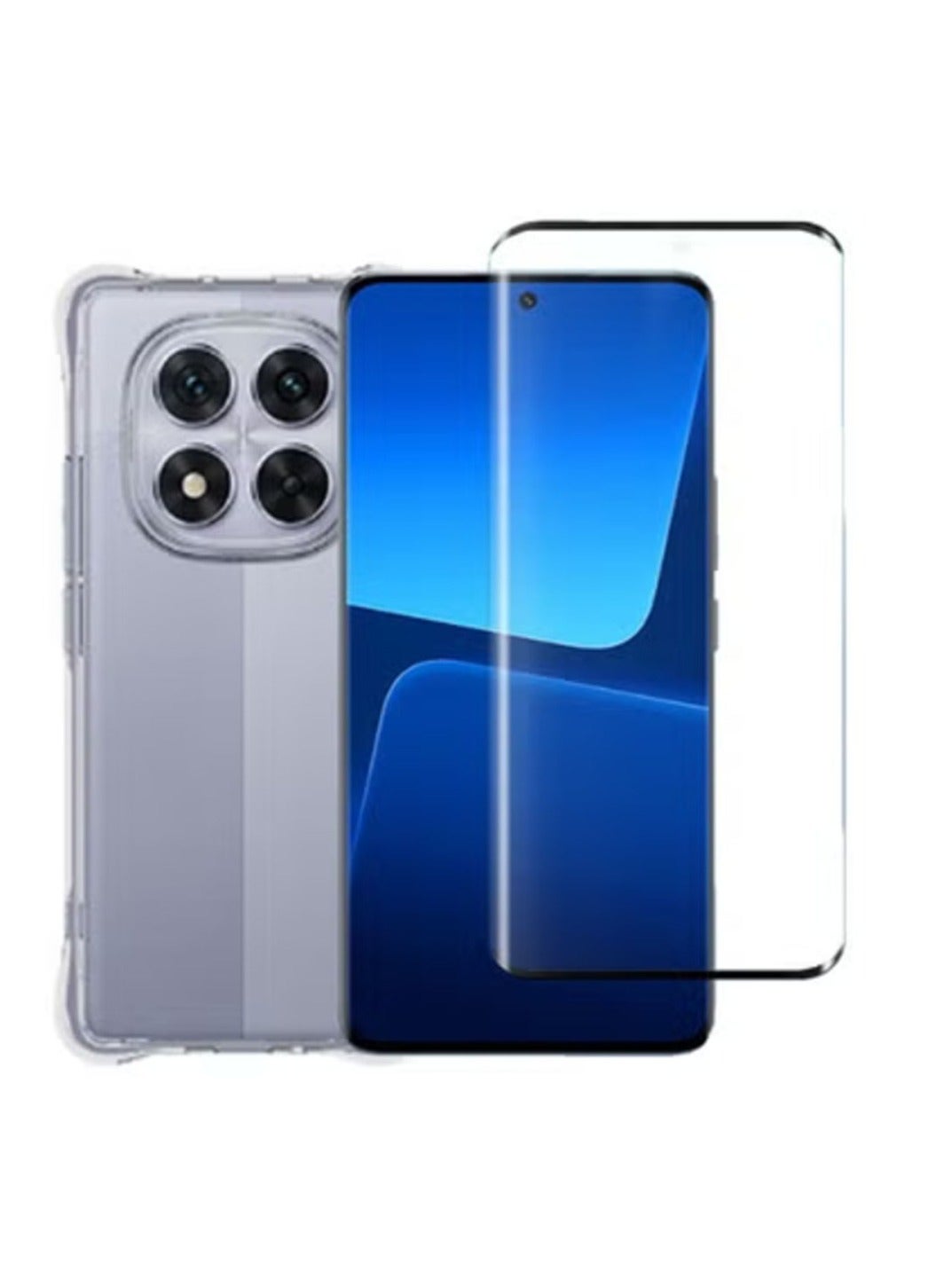 2 in 1 Case Cover & Screen Protector Xiaomi POCO X7 5G / Redmi Note 14 Pro 5G Phone  - Shockproof Clear Slim TPU Protective Phone Cover & Full Coverage Delicate Touch Tempered Glass Screen Protector f