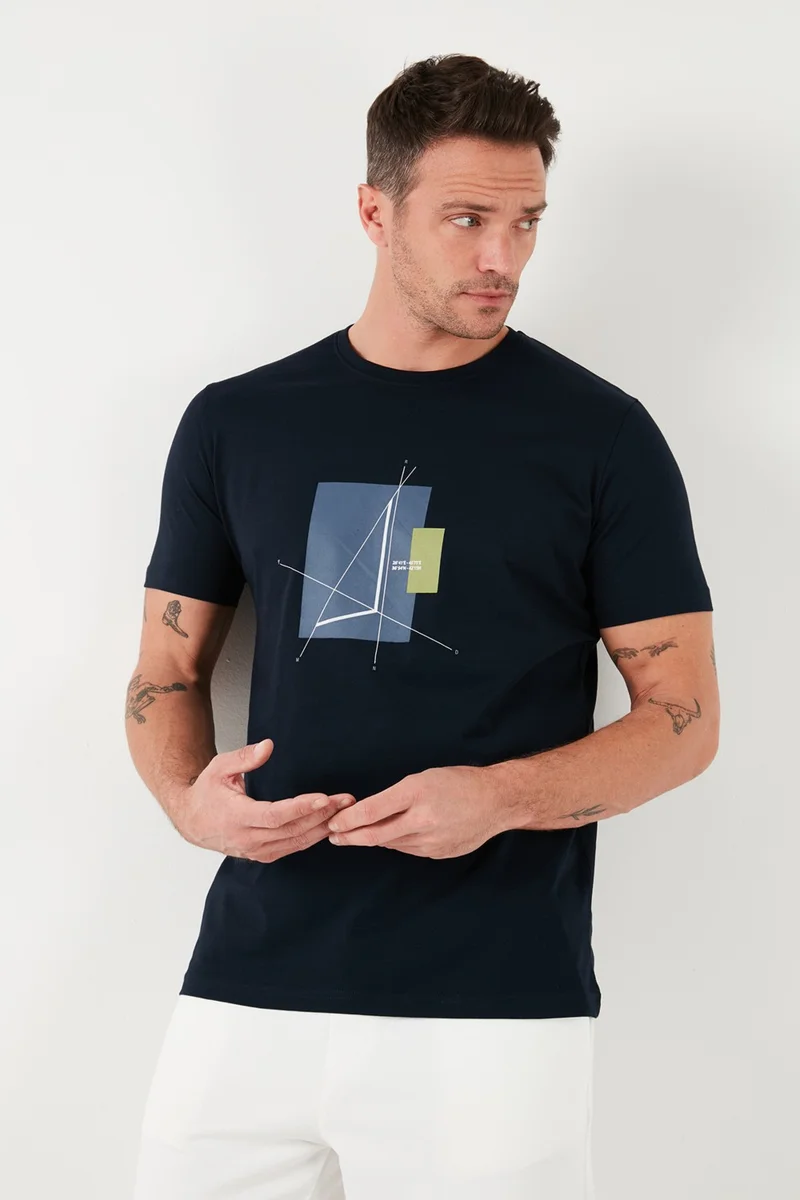 بوراتي Printed Cotton Crew Neck Slim Men's T Shirt 646R8040