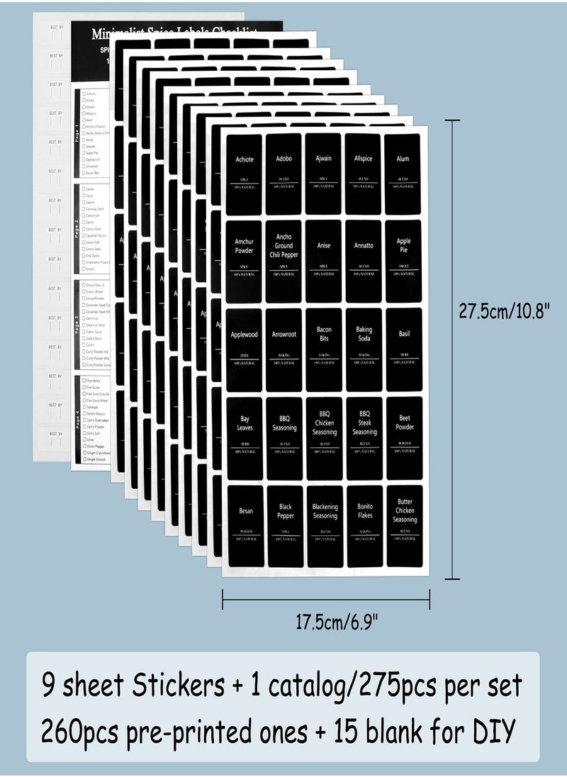 Excefore - Spice Jar Labels 275 Minimalist Matte Black Kitchen Labels for Jars Pre-Printed Pantry Label Stickers Waterproof Self-Adhesive Spice Container Labels for Pantry Organization Storage - Image 1