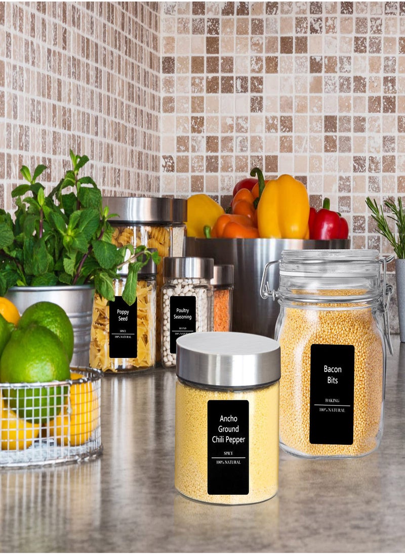 Excefore - Spice Jar Labels 275 Minimalist Matte Black Kitchen Labels for Jars Pre-Printed Pantry Label Stickers Waterproof Self-Adhesive Spice Container Labels for Pantry Organization Storage - Image 1
