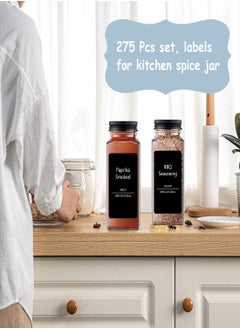 Excefore Spice Jar Labels 275 Minimalist Matte Black Kitchen Labels for Jars Pre-Printed Pantry Label Stickers Waterproof Self-Adhesive Spice Container Labels for Pantry Organization Storage  - Image 4