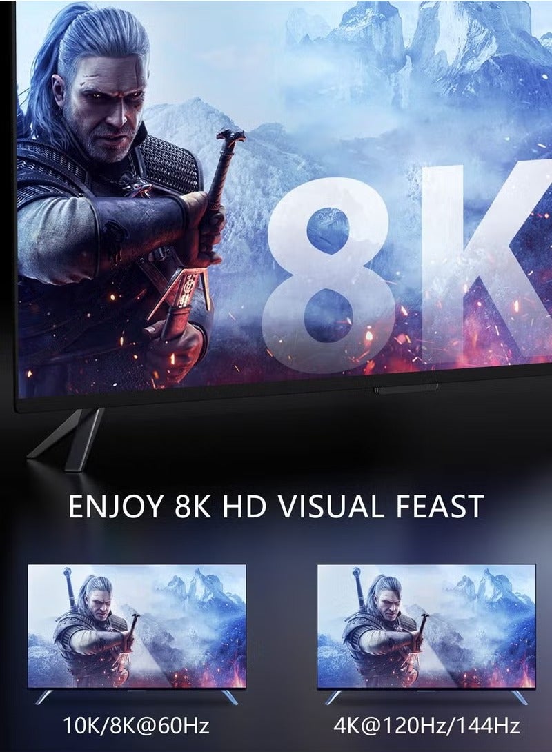 كابل HDMI 8K، كابل عرض خفيف الوزن ومحمول، كابل بيانات اتصال متين من ذكر إلى ذكر لشاشة عرض الكمبيوتر والتلفزيون، (قطعة واحدة، طول 1 متر) - Image 4