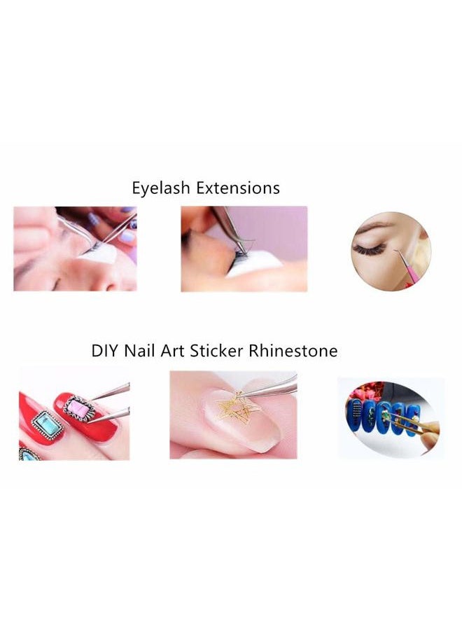 Aoshang - 2PCS Stainless Steel Straight and Curved Tip Tweezers Nippers for Eyelash Extensions and Nail Art Sticker Rhinestone Eyelash Picker Acrylic Gel Nail DIY Art - Image 1