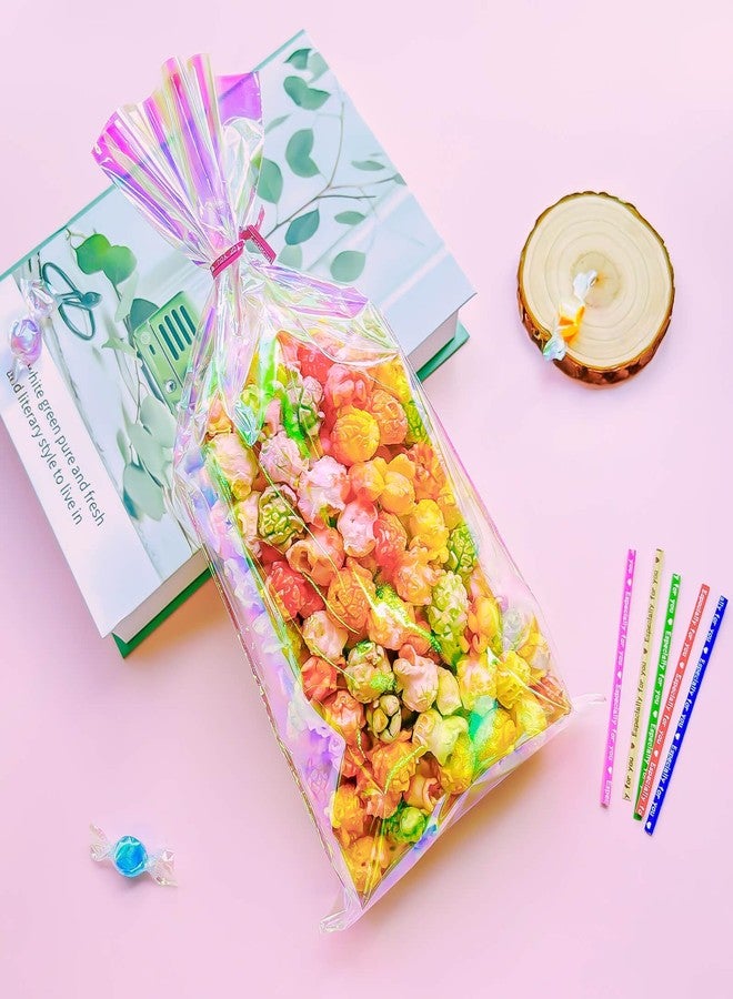 Cherodada 6x12 Inch Iridescent Cellophane Bags, with Twist Ties, Treat Bags for Candy Cookie Goodie Chocolates, And Popcorn - Image 4