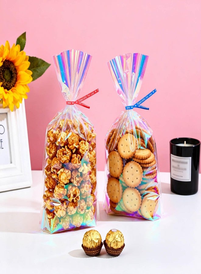 Cherodada 6x12 Inch Iridescent Cellophane Bags, with Twist Ties, Treat Bags for Candy Cookie Goodie Chocolates, And Popcorn - Image 2
